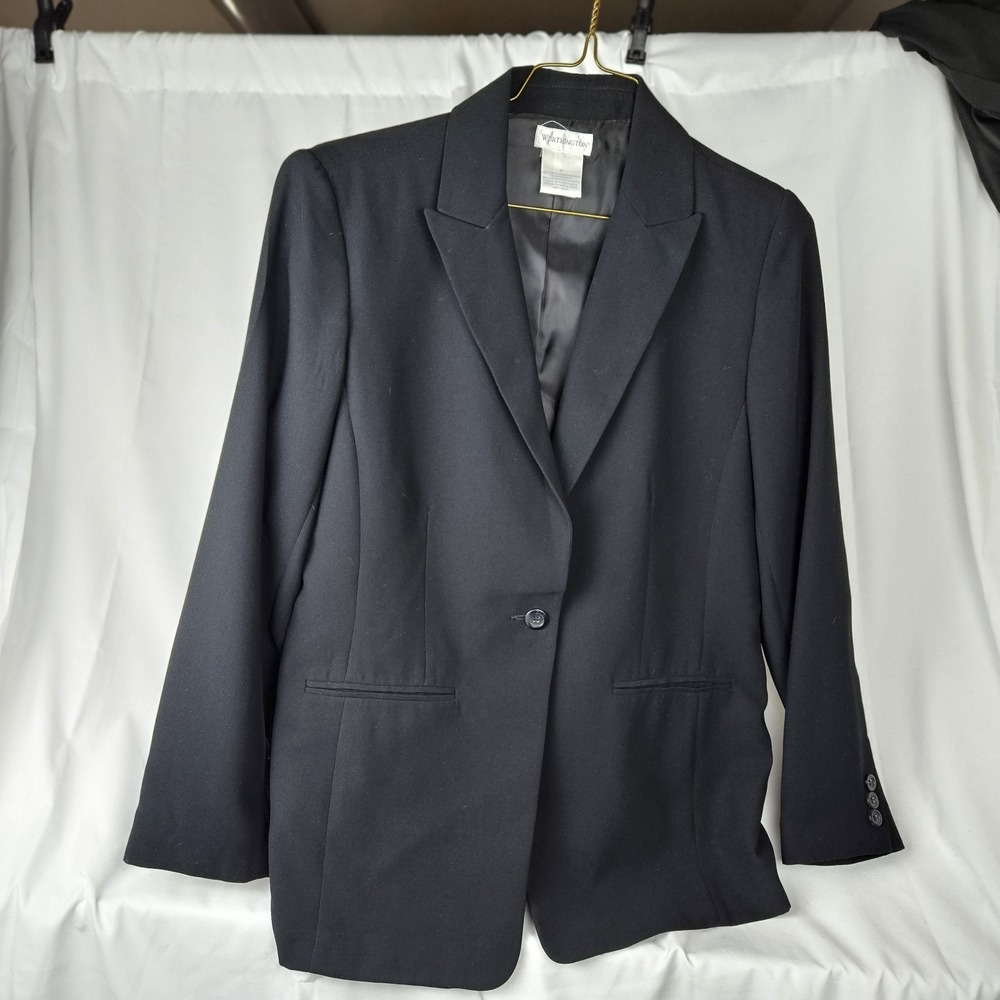 Worthington Women's Jacket Stretch Black Blazer Jacket Size 12 Button Suit